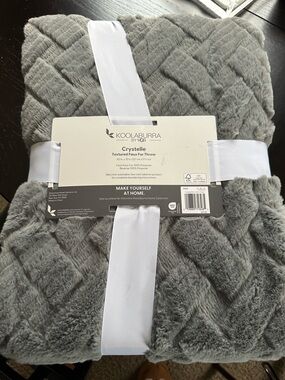 Koolaburra Crystelle Textured Faux Fur Throw - Gray